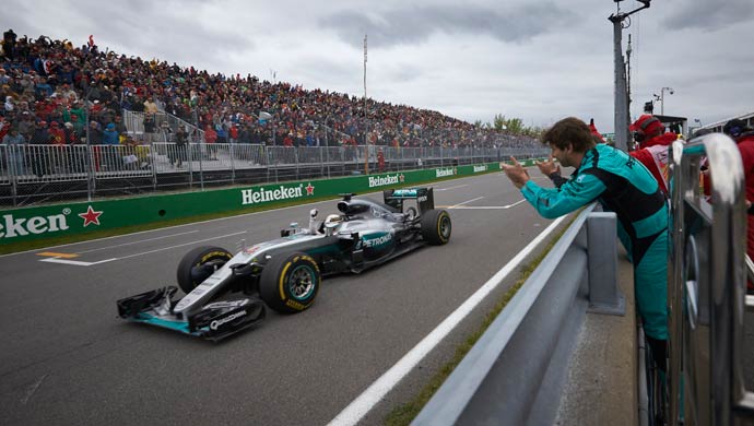 Lewis Hamilton winning the Canadian F1 race; Picture courtesy Daimler