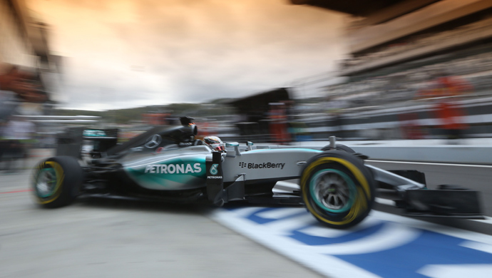 Lewis during the qualifying in Russia; Pic courtesy Daimler