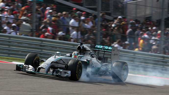Lewis Hamilton racing in Austin, Texas