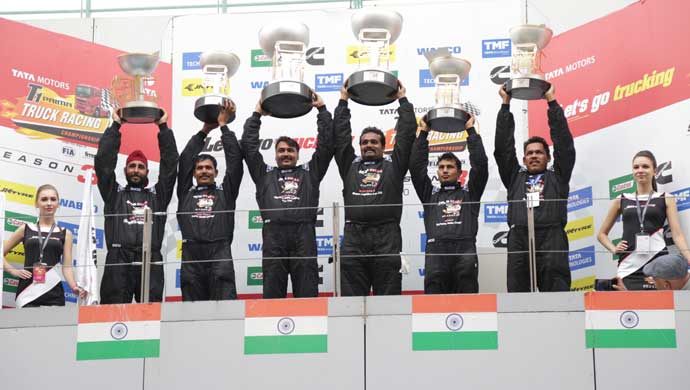 The Indian drivers on the podium