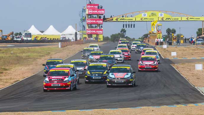 First lap of VW Vento Cup 2015 at the Kari Motor Speedway, Coimbatore