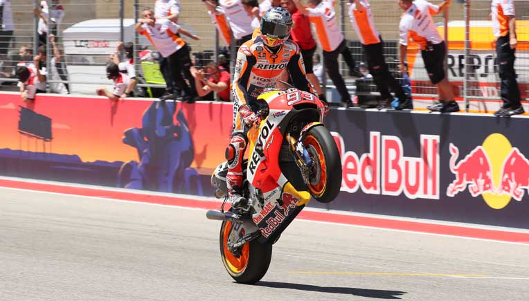 Marc Marquez celebrating his win Picture courtesy Red Bull Content Pool