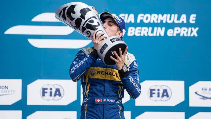 Sebastien Buemi with his winning trophy
