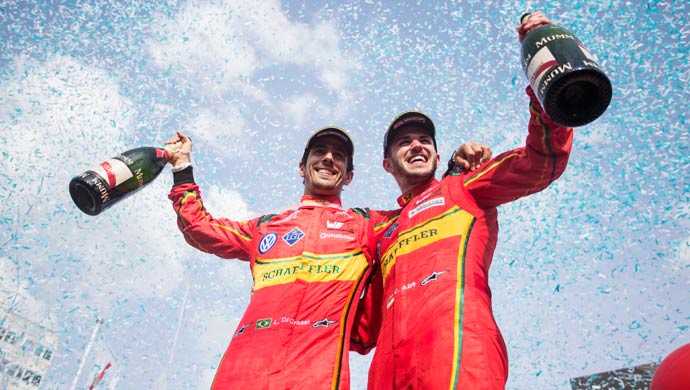 Abt and di Grassi from Schaeffler Audi Sport who came in second and third respectively