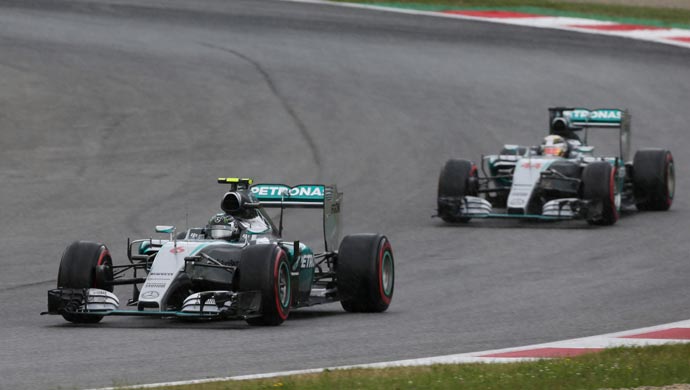 Lewis Hamilton and Nico Rosberg during qualifying in Austria. Pic courtesy Daimler
