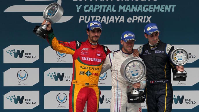 The winners of the Formula E race in Malaysia