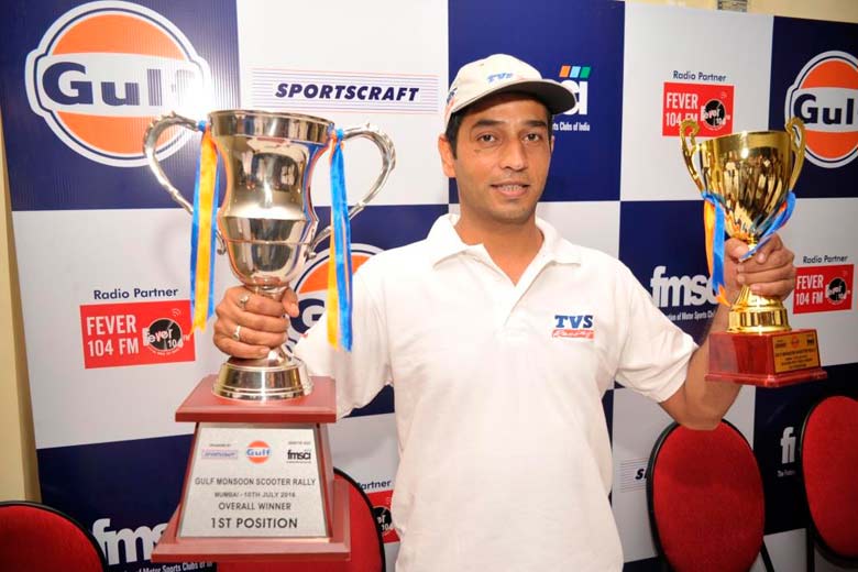 TVS Racing’s Syed Asif Ali was declared the winner of Gulf Monsoon Scooter Rally held in Navi Mumbai on July 10, 2016.