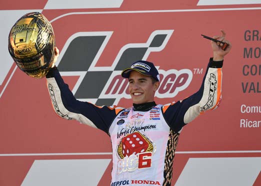 Honda’s Marc Marquez wins second straight MotoGP riders title