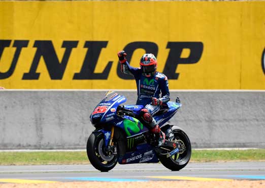 Vinales wins, while Rossi spins in thriller race in Le Mans MotoGP