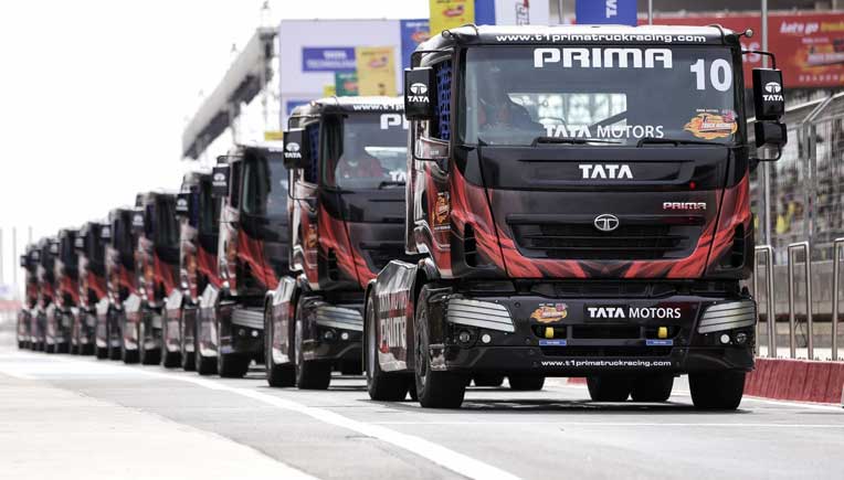 Trucks lined up for the race
