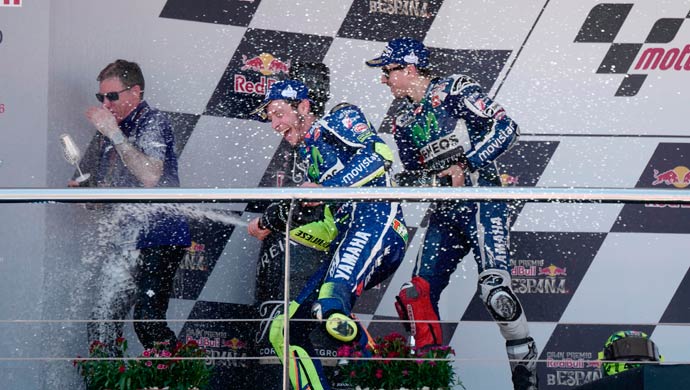 Valentino Rossi & Jorge Lorenzo  celebrating after the win!