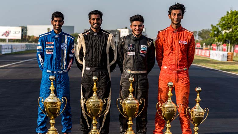 Winners of the fifth and final round of the MRF MMSC FMSCI Indian National Racing Championship 