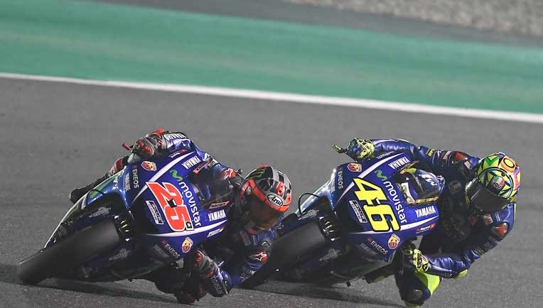 Vinales and Rossi on the track Picture courtesy Yamaha